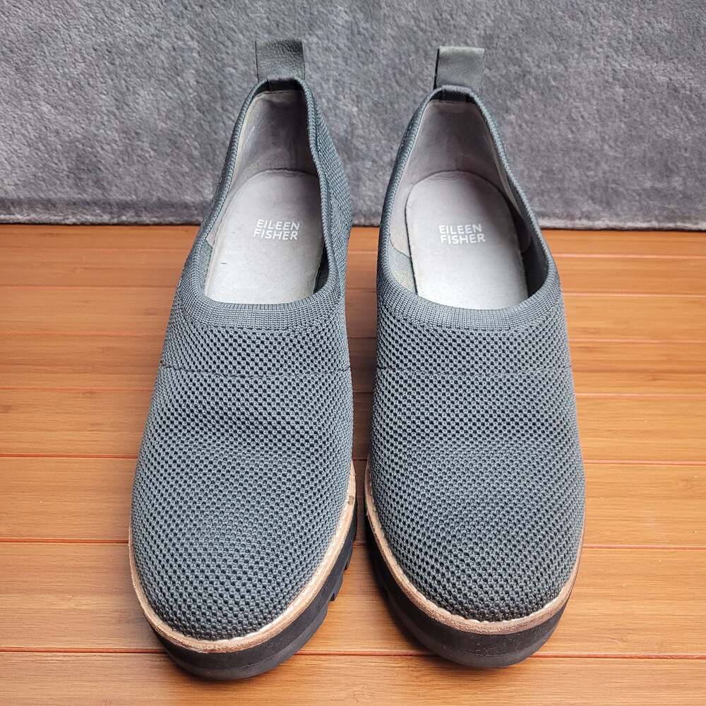 Eileen Fisher Marie Women’s 9 Gray Knit Platform Wedge Lug Sole Shoes - Picture 2 of 8
